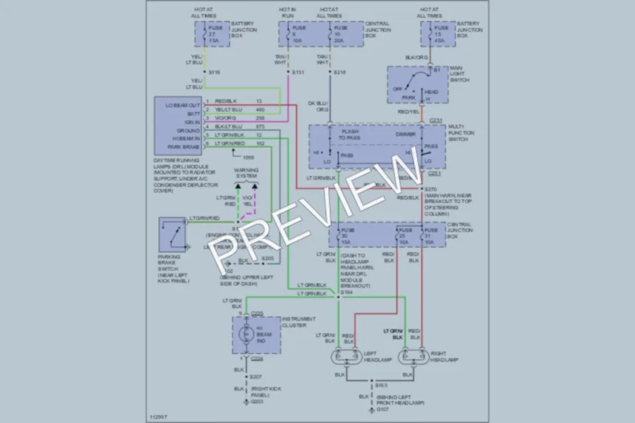 2000 Ford E350 Super Duty Headlights wiring diagram preview