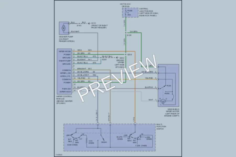 2000 Ford E250 Wiper Washer wiring diagram preview