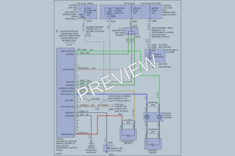 2000 Ford Escort Supplemental Restraints wiring diagram preview