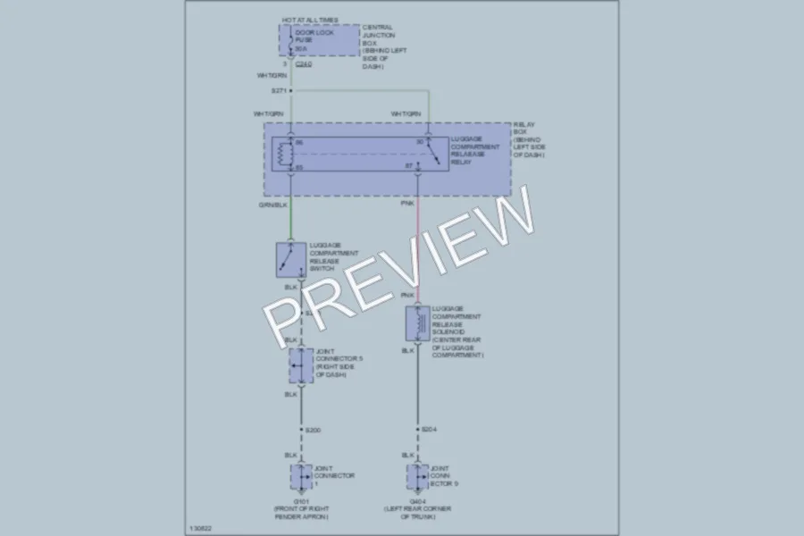 2000 Ford Escort Trunk Tailgate Fuel Door wiring diagram preview