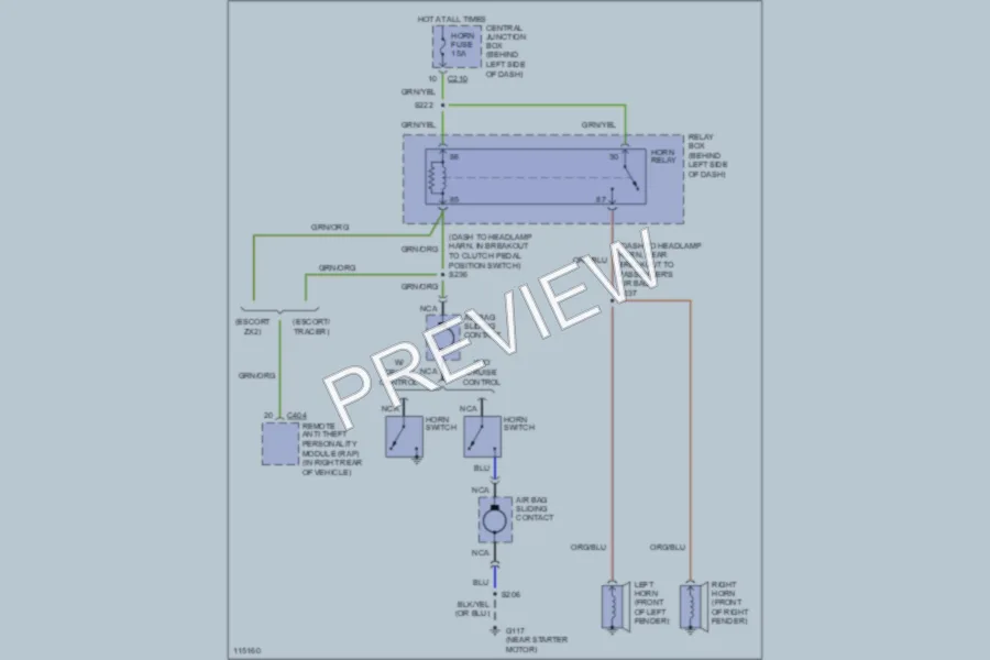 2000 Ford EscortZX2 Horn wiring diagram preview