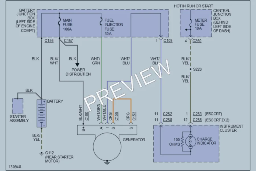 2000 Ford EscortZX2 Starting Charging wiring diagram preview