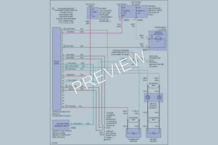 2000 Ford Excursion Supplemental Restraints wiring diagram preview