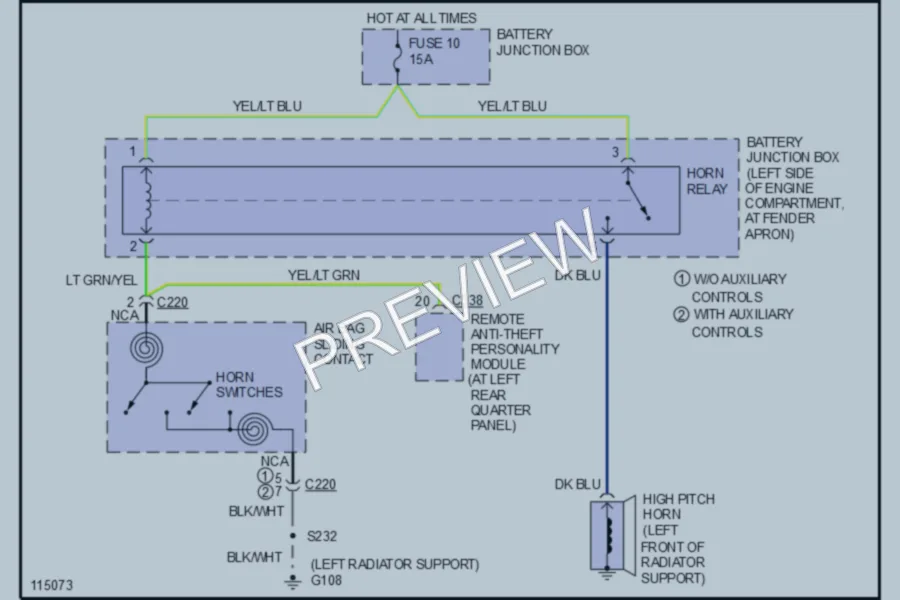 2000 Ford Explorer Horn wiring diagram preview