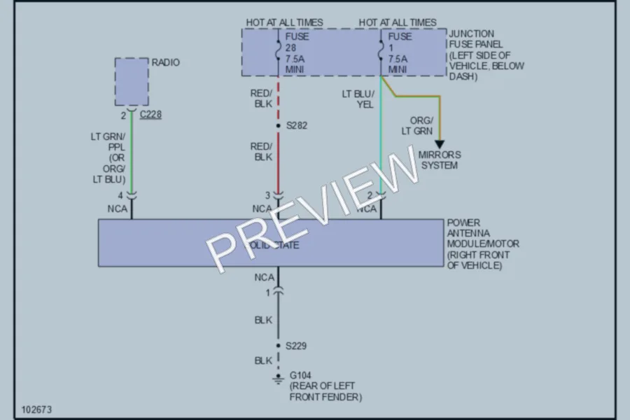 2000 Ford Explorer Power Antenna wiring diagram preview