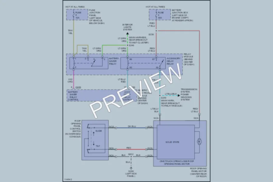 2000 Ford Explorer Power Top Sunroof wiring diagram preview