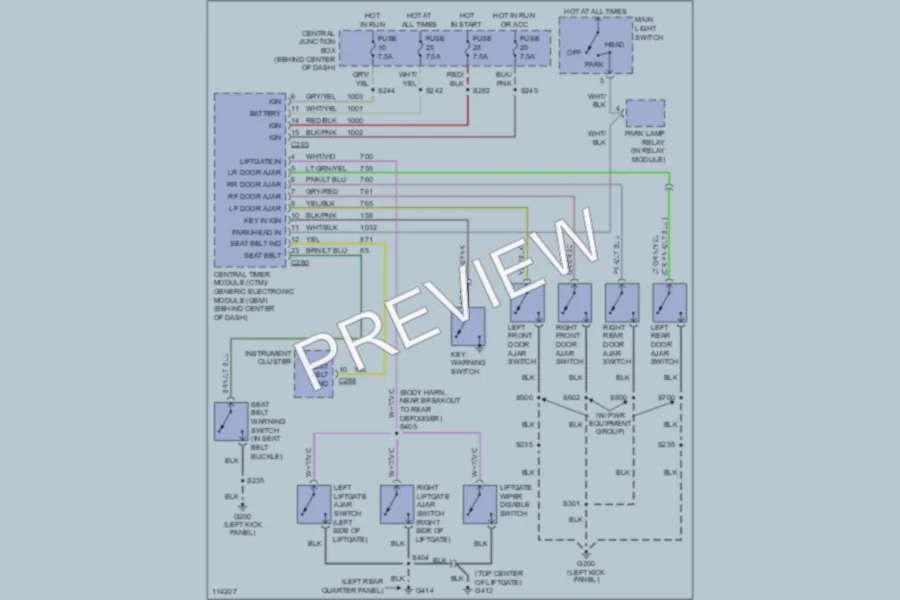 2000 Ford Explorer Warning Systems wiring diagram preview