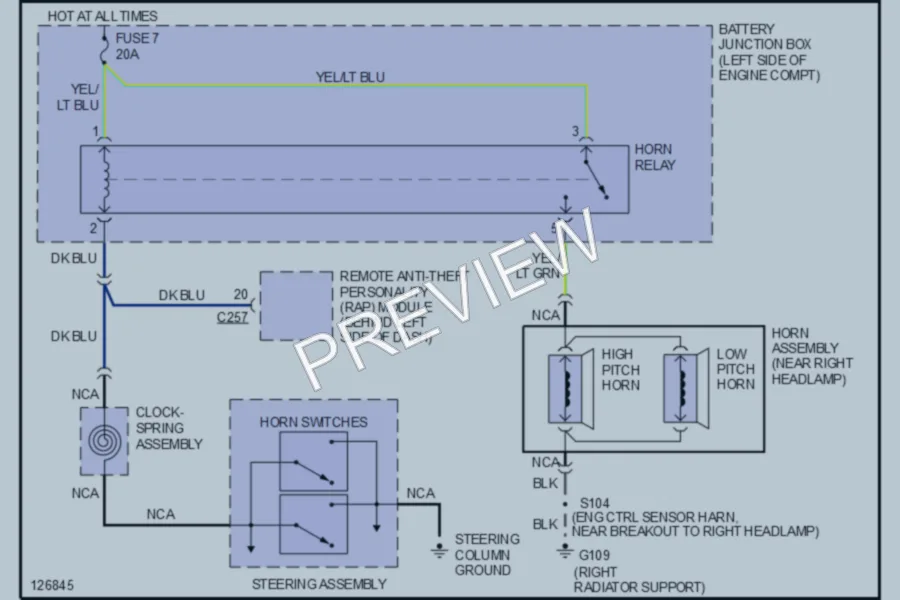2000 Ford F150 Horn wiring diagram preview