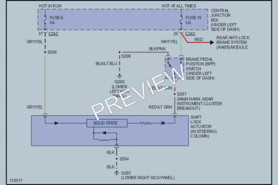 2000 Ford F150 Shift Interlocks wiring diagram preview