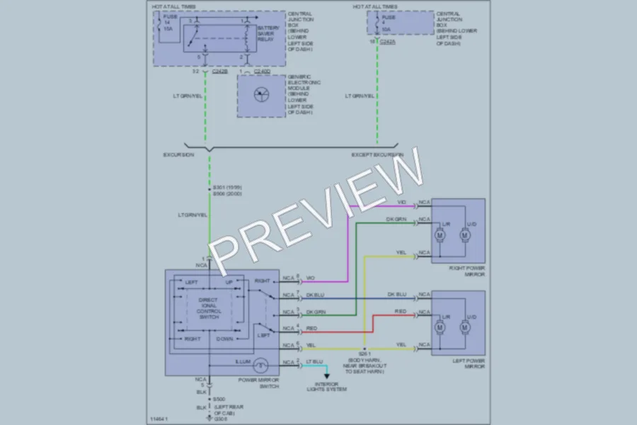 2000 Ford F250 Super Duty Power Mirrors wiring diagram preview