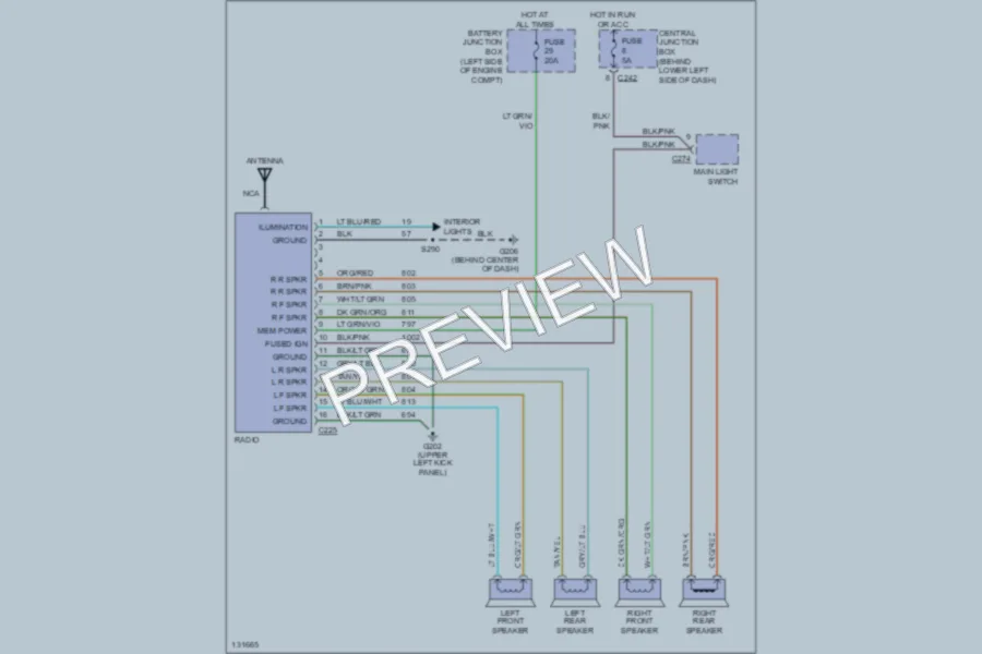 2000 Ford F250 Super Duty Radio wiring diagram preview