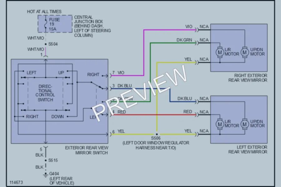 2000 Ford Mustang Power Mirrors wiring diagram preview