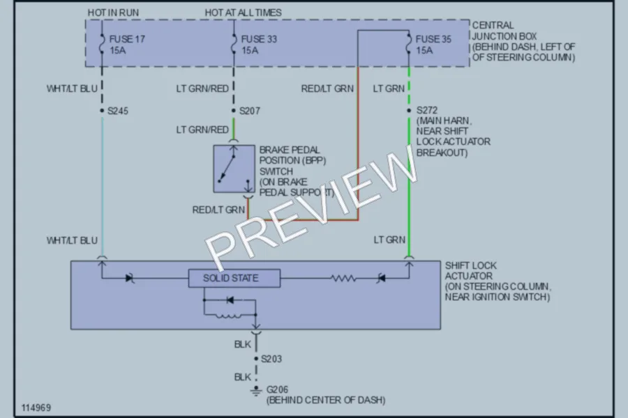 2000 Ford Mustang Shift Interlocks wiring diagram preview