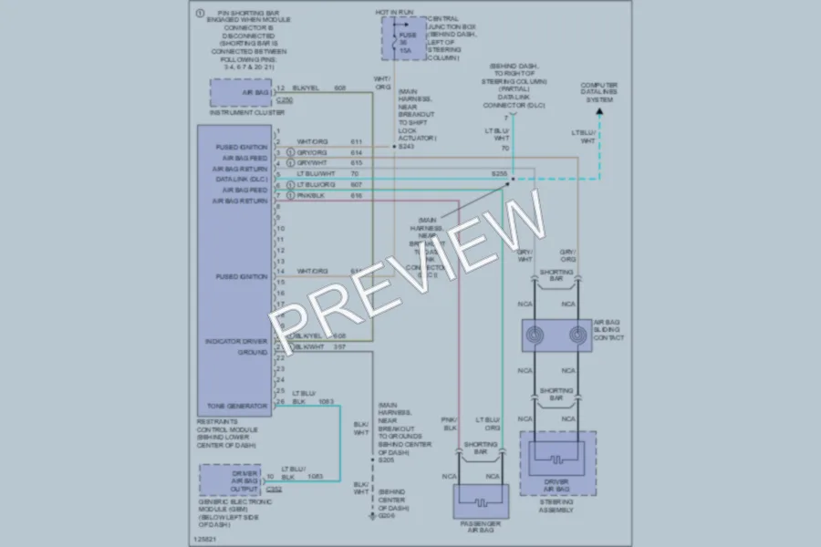 2000 Ford Mustang Supplemental Restraints wiring diagram preview