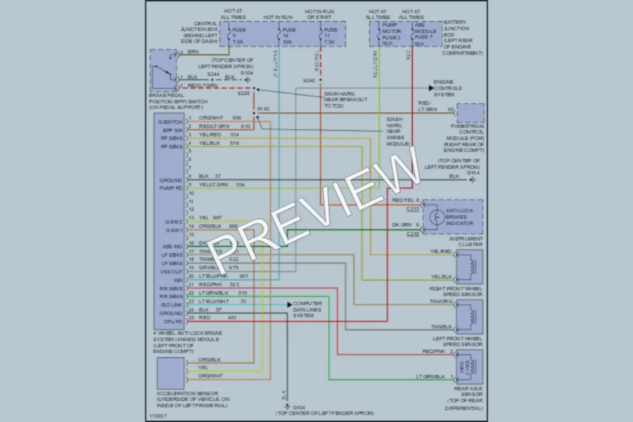 2000 Ford Ranger Anti Lock Brakes wiring diagram preview