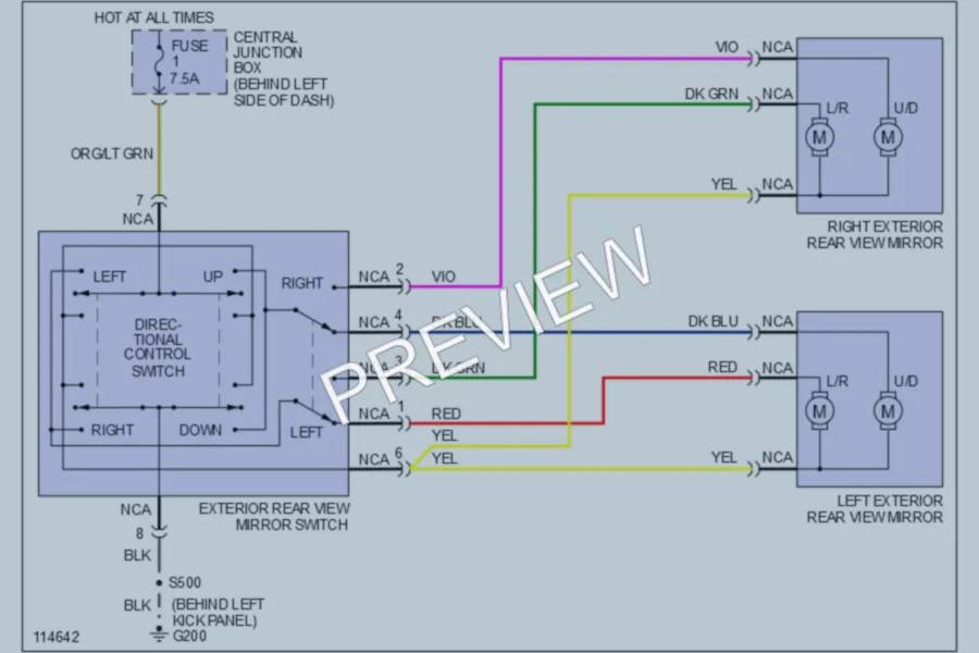 2000 Ford Ranger Power Mirrors wiring diagram preview