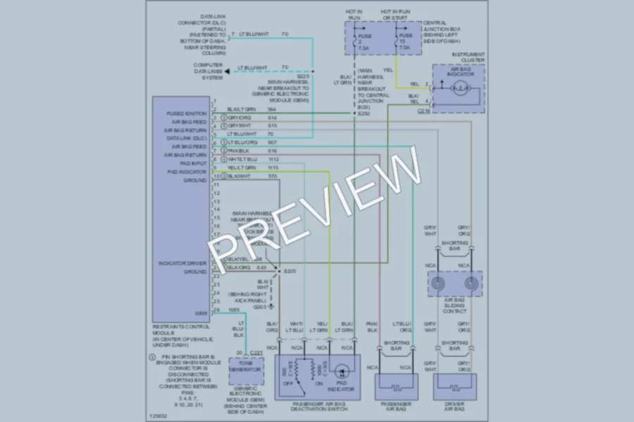 2000 Ford Ranger Supplemental Restraints wiring diagram preview