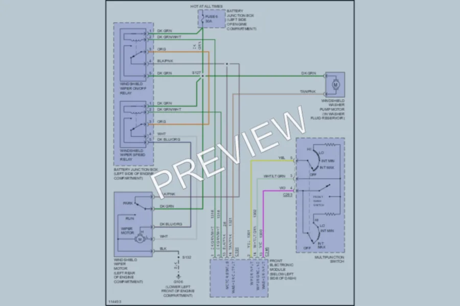 2000 Ford Windstar Wiper Washer wiring diagram preview