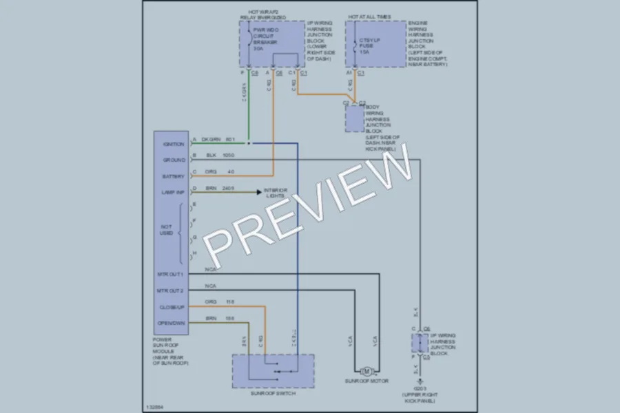 2000 GMC K2500 Power Top Sunroof wiring diagram preview