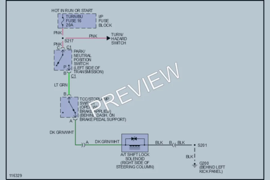 2000 GMC G3500 Shift Interlocks wiring diagram preview
