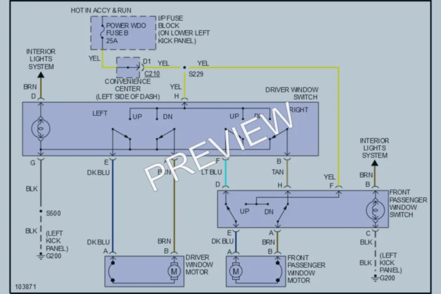 2000 GMC G1500 Power Windows wiring diagram preview