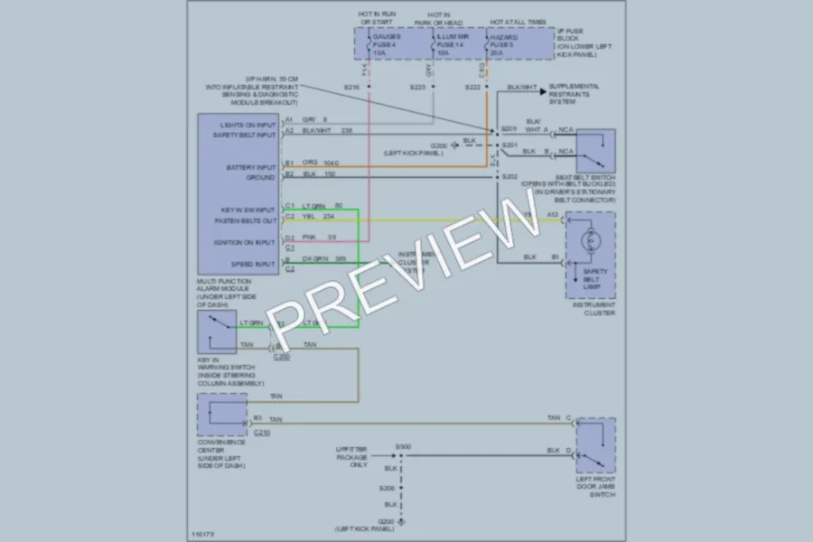 2000 GMC G1500 Warning Systems wiring diagram preview
