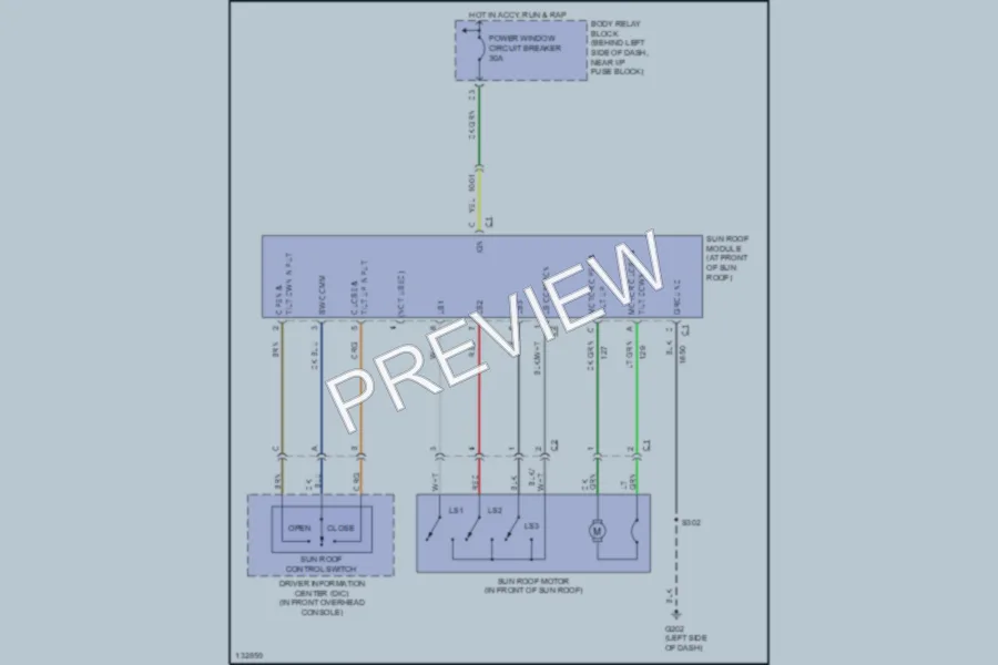 2000 GMC Jimmy Power Top Sunroof wiring diagram preview