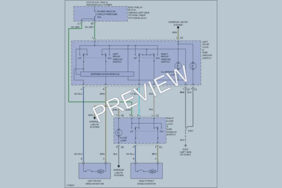 2000 GMC Jimmy Power Windows wiring diagram preview