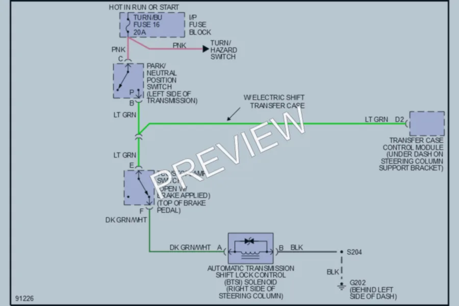 2000 GMC C2500 Shift Interlocks wiring diagram preview