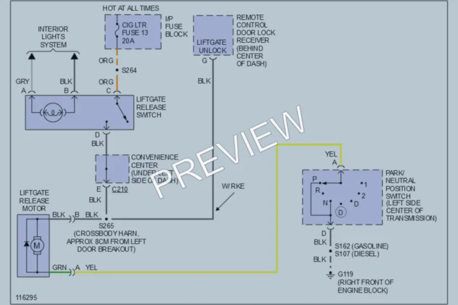 2000 GMC Denali Trunk Tailgate Fuel Door wiring diagram preview