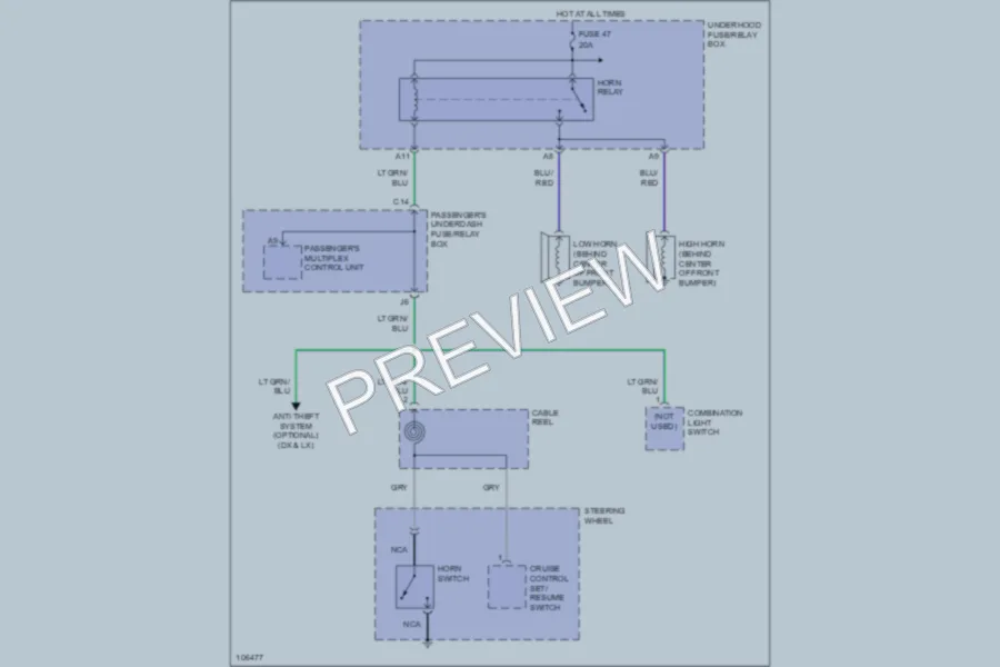 2000 Honda Accord Horn wiring diagram preview