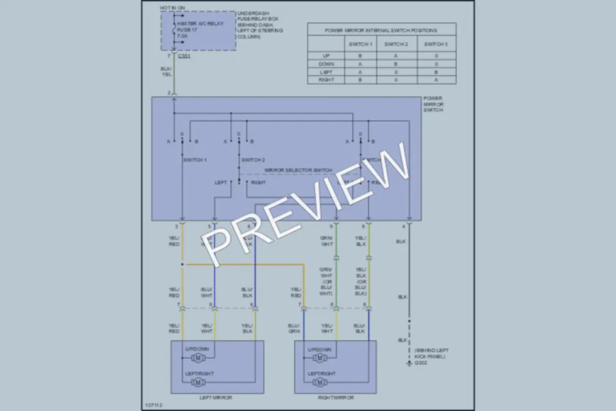 2000 Honda CRV Power Mirrors wiring diagram preview