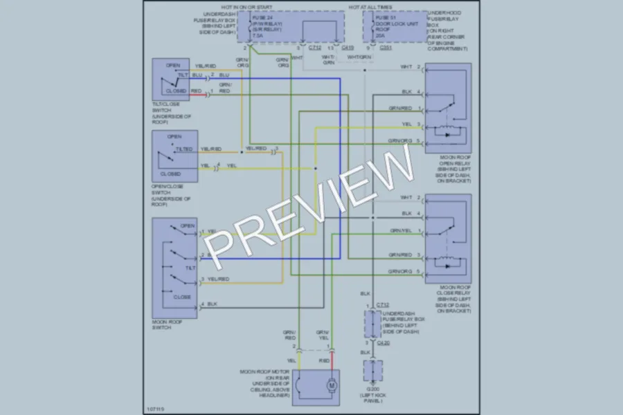 2000 Honda Civic Power Top Sunroof wiring diagram preview