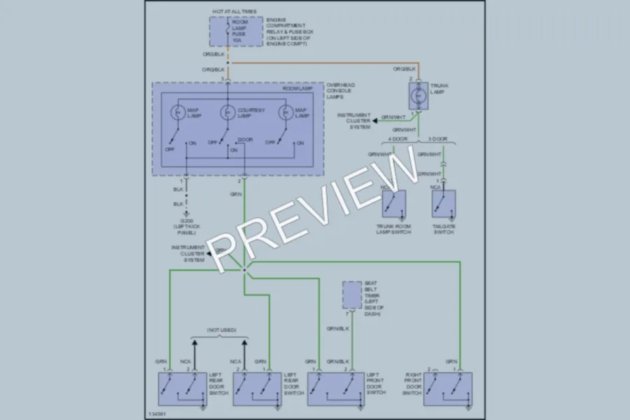2000 Hyundai Accent Interior Lights wiring diagram preview