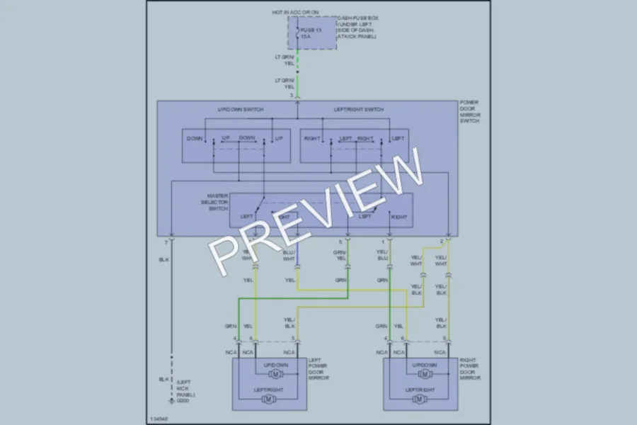 2000 Hyundai Elantra Power Mirrors wiring diagram preview