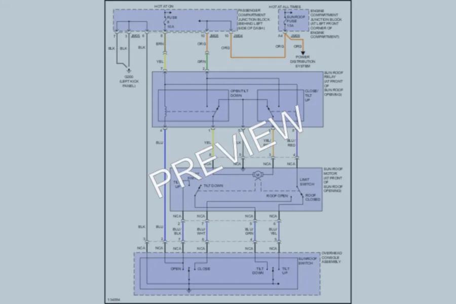 2000 Hyundai Sonata Power Top Sunroof wiring diagram preview