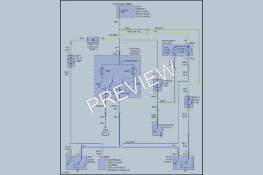 2000 Hyundai Tiburon Interior Lights wiring diagram preview