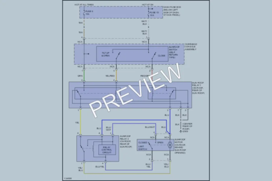 2000 Hyundai Tiburon Power Top Sunroof wiring diagram preview