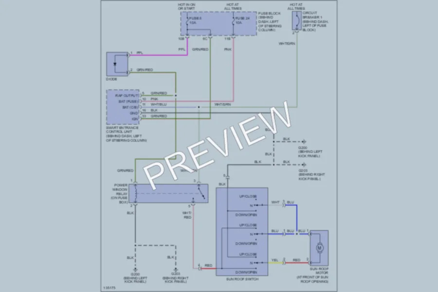 2000 Infiniti G20t Power Top Sunroof wiring diagram preview