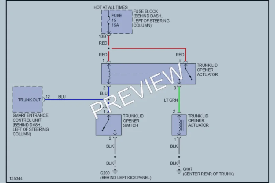 2000 Infiniti G20t Trunk Tailgate Fuel Door wiring diagram preview