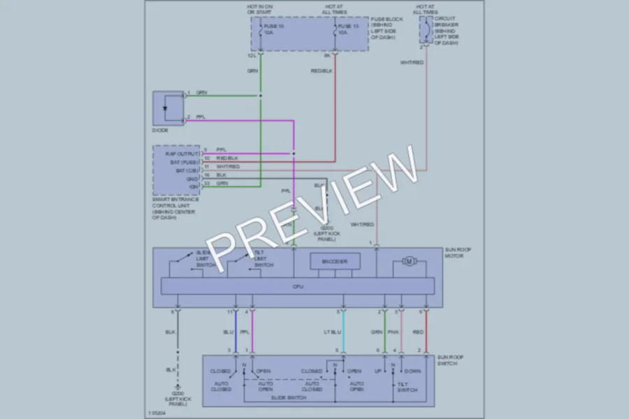 2000 Infiniti I30t Power Top Sunroof wiring diagram preview