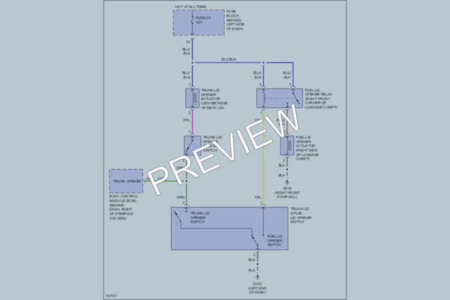 2000 Infiniti Q45t Trunk Tailgate Fuel Door wiring diagram preview