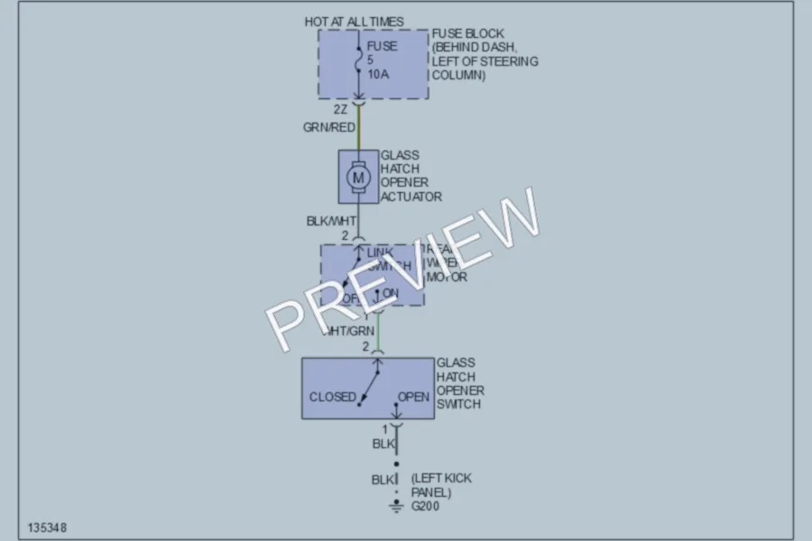 2000 Infiniti QX4 Trunk Tailgate Fuel Door wiring diagram preview