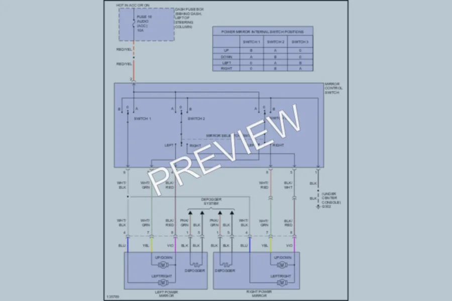 2000 Isuzu Amigo Power Mirrors wiring diagram preview