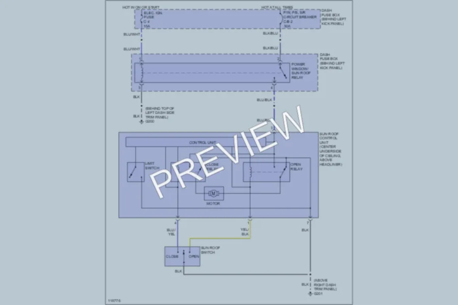 2000 Isuzu Trooper Power Top Sunroof wiring diagram preview