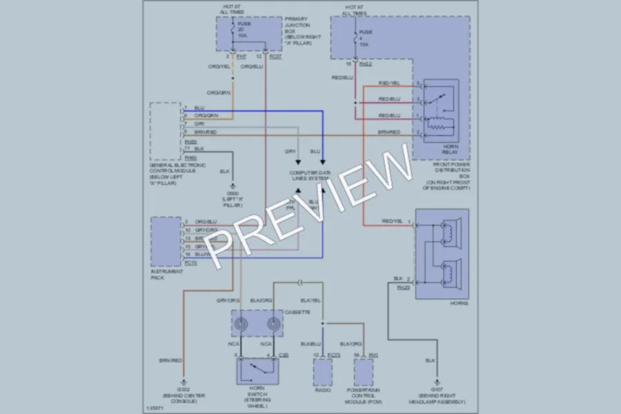 2000 Jaguar SType Horn wiring diagram preview