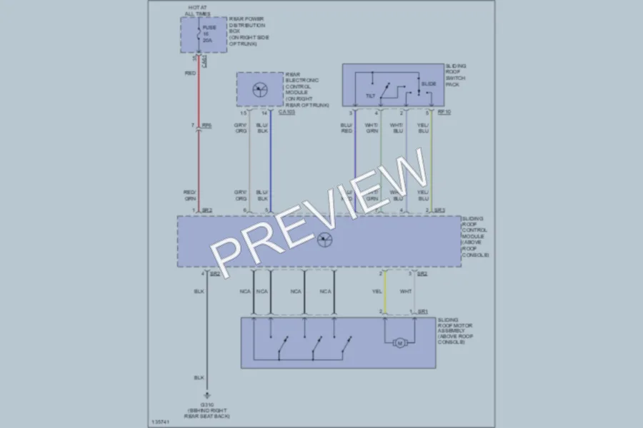2000 Jaguar SType Power Top Sunroof wiring diagram preview