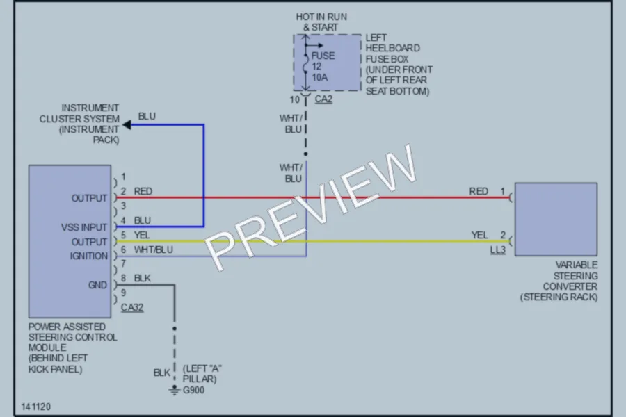2000 Jaguar VandenPlasSC Electronic Power Steering wiring diagram preview