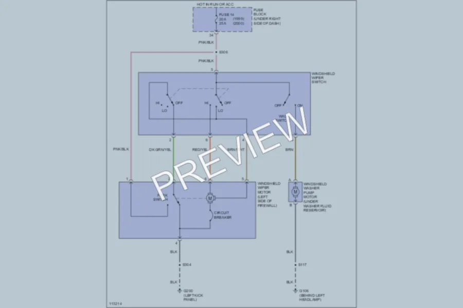 2000 Jeep Wrangler Wiper Washer wiring diagram preview