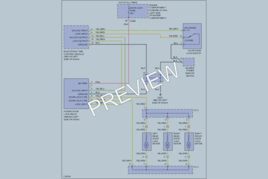 2000 Kia Sephia Power Door Locks wiring diagram preview